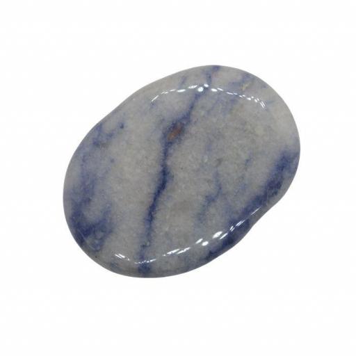 Mineral canto rodado plano de cuarzo azul [2]