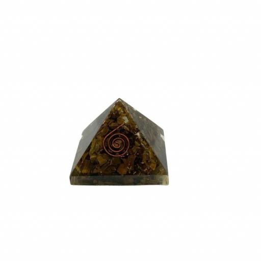 Pirámide de Orgonite y Ojo de Tigre de 4 x 4 cm