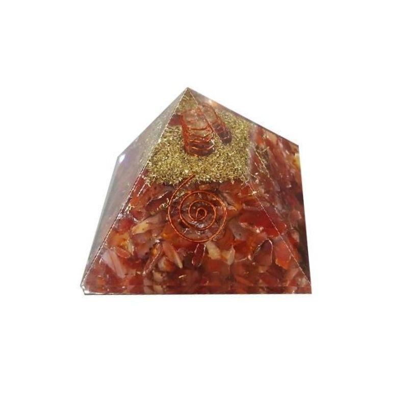 Pirámide de Orgonite de Carneola de 9 x 9 cm