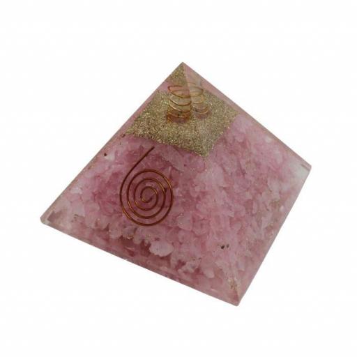 Pirámide de orgonite y cuarzo rosa de 9 x 9 cm [1]