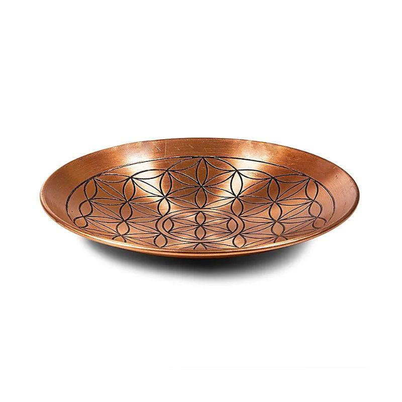 Plato de cobre con flor de la vida