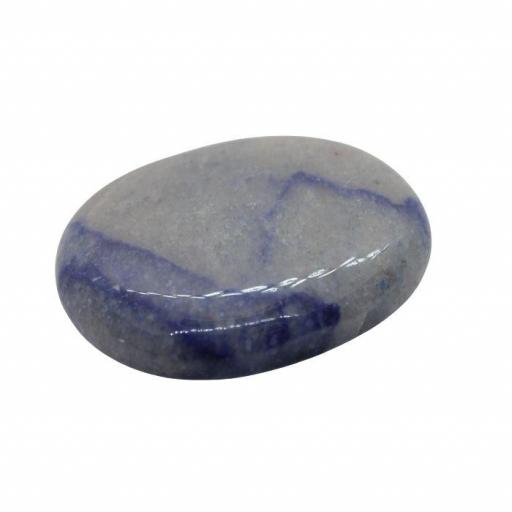 Mineral canto rodado plano de cuarzo azul [0]