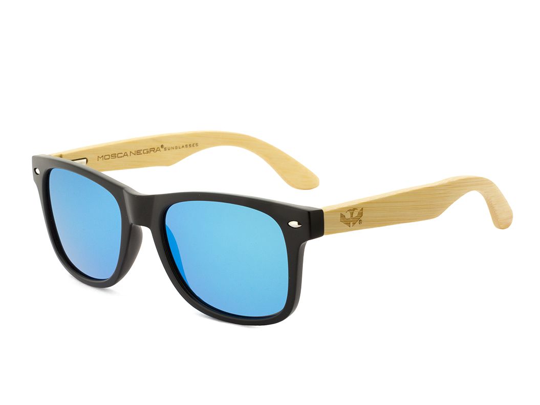 Gafas de madera Mix - Solid Black and Ice Blue - Polarized