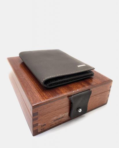 Billetero con monedero pielnoble caballero clasic marrón PC208 05