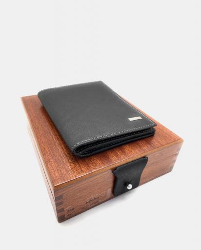 Billetero con monedero pielnoble caballero clasic negro PC208 01