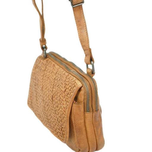 Bolso bandolera piel natural solapa trenzada cuero 412771 CU [3]