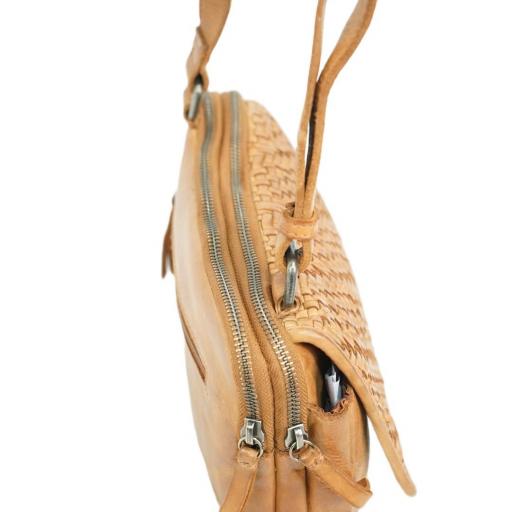 Bolso bandolera piel natural solapa trenzada cuero 412771 CU [4]