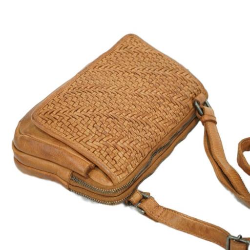 Bolso bandolera piel natural solapa trenzada cuero 412771 CU [7]