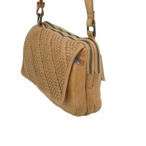 Bolso bandolera piel natural trenzada camel 412771 CA [3]