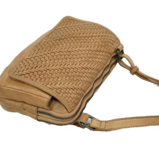 Bolso bandolera piel natural trenzada camel 412771 CA [7]