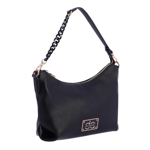 Bolso de hombro y bandolera don algodón negro QI7850 001