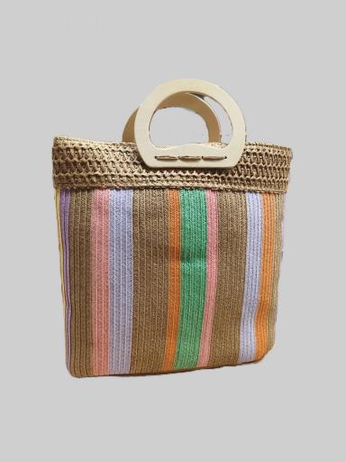 Bolso de mano don algodón rafia print colors V6437 015