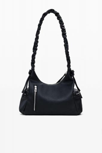 Bolso desigual de mano half logo negro 25WAXP98 2 [2]