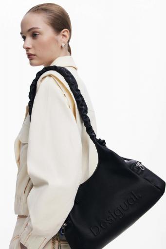 Bolso desigual de mano half logo negro 25WAXP98 2 [5]