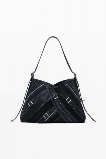 Bolso desigual patch hebillas negro 25WAXP72 2