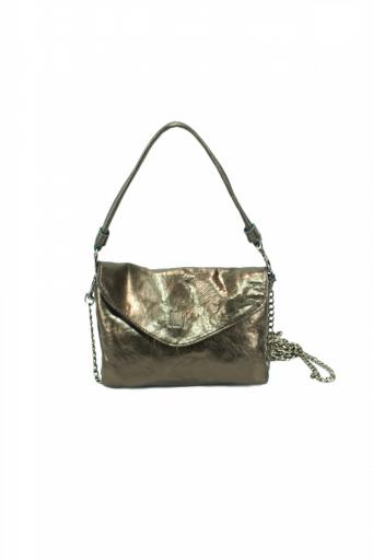 Bolso piel pequeño con solapa biba logan bronce LOA1L 09