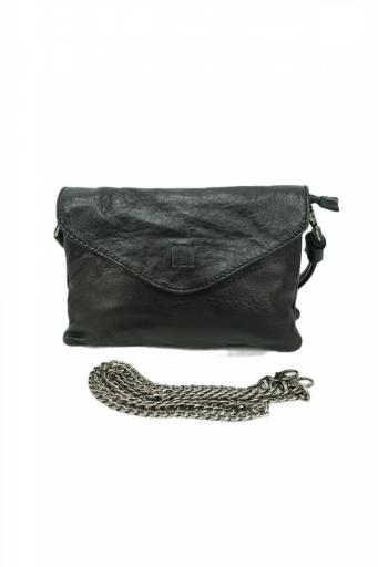 Bolso piel pequeño con solapa biba logan negro LOA1L 00