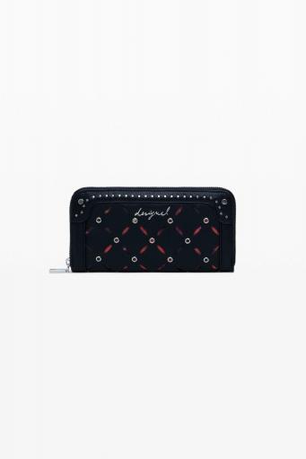 Monedero desigual patch tachuelas negro 25WAYP33 2