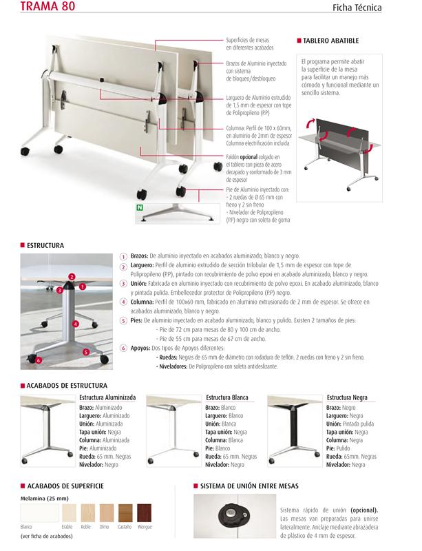 Mesas con ruedas y abatibles Actiu Trama 80